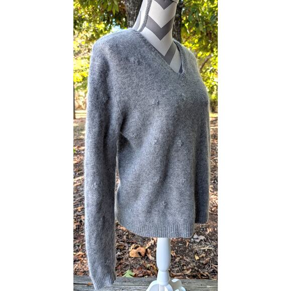 Vintage Paul Harris Lambswool Angora Gray V neck XL Cardigan Sweater Soft Girl - Picture 4 of 10